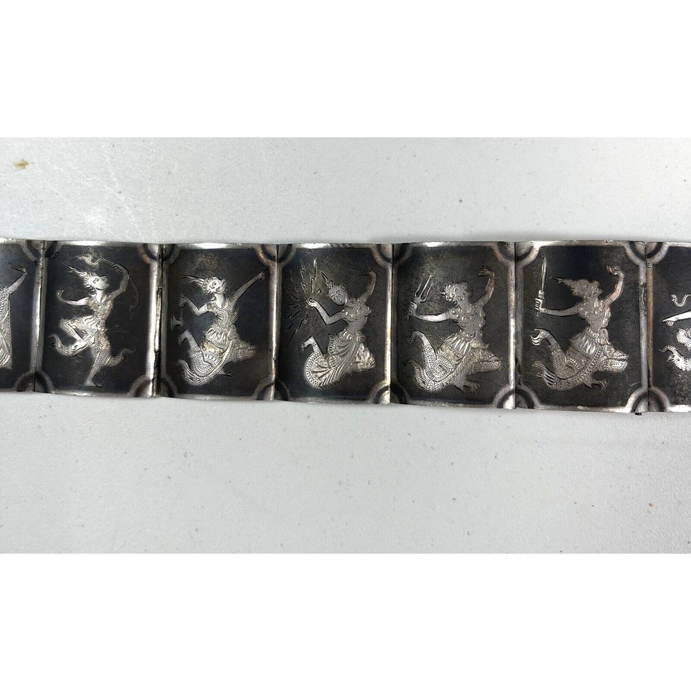 Lot Of 3 Vintage Siam Sterling Silver Brooches & Cuff Bracelet Made In Thailand - Picture 8 of 9